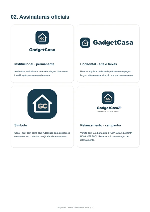 Página do guia com assinaturas oficiais da GadgetCasa